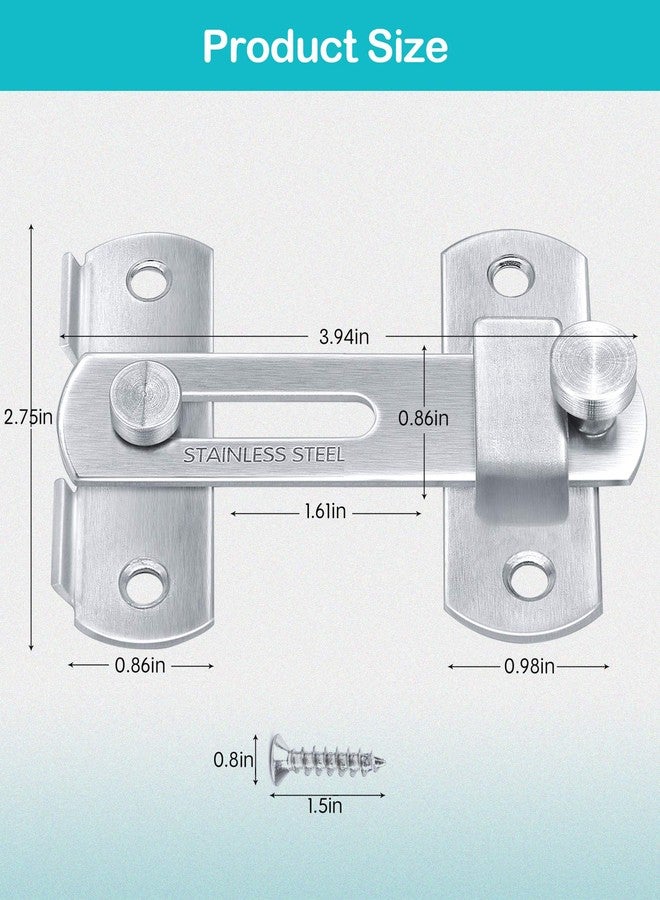 Wapodeai Door Latch Premium Stainless Steel Gate Latches, Suitable for Barn Door Latch, Household, Bathroom, Outdoor, Garage, Primary Colors. - Image 2